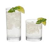 Libbey Province Tumbler and Rocks Glass Set, Elegant Drinkware Glasses Set, Tall Drinking Glasses with Modern Lines, Drinking Glasses Set of 16