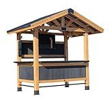 Backyard Discovery Palisade 9' x 6' Cedar Wood Outdoor Bar Set with Galvanized Steel Roof, Bar Top, Shelving, Snow Load Support, Wind Resistance, PowerPort for Patio, Deck, Entertaining