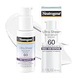 Neutrogena Ultra Sheer Sunscreen Serum SPF 60 Broad Spectrum UVA UVB Protection Lightweight Water Resistant up to 80 Minutes Non-Comedogenic Fragrance Free, 1.7 fl oz