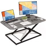 JOY worker Standing Desk Converter, 31 Inch Compact Height Adjustable Stand up Desk Riser, Ultra Low Profile Sit to Stand Workstation for Laptop Riser Workstation, Grey