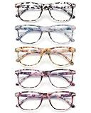 JOLISU 5 Pack Reading Glasses For Women - Stylish Blue Light Blocking Readers -Womens Men Spring Hinge Eyeglasses (2.00)