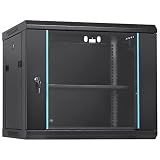 VEVOR 9U Wall Mount Network Server Cabinet, 14.8'' Deep, Server Rack Cabinet Enclosure, 200 lbs Max. Ground-Mounted Load Capacity, with Locking Glass Door Side Panels, for IT Equipment, A/V Devices