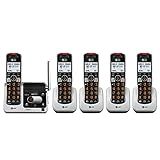 AT&T BL102-5 DECT 6.0 5-Handset Cordless Phone for Home with Answering Machine, Call Blocking, Caller ID Announcer, Audio Assist, Intercom, and Unsurpassed Range, Silver/Black