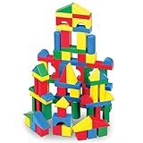Melissa & Doug Wooden Building Blocks, 100-Piece Set of Sorting & Stacking Toys in 4 Colors and 9 Shapes, Classic Toddler Toys for Girls & Boys Ages 2+ - FSC Certified