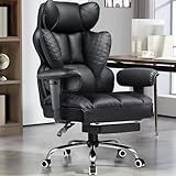 GTRACING Big and Tall Gaming Chair 400lbs Heavy Duty Office Chair with Foot Rest & High Back Pocket Spring Lumbar Support, Ergonomic Wide Comfy Seated Cushion for for Lower Back Pain Relief, Black