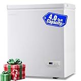 DEMULLER 4.0 Cu.ft Chest Freezer with Electronic Panel, Accurate Temperature Display to 1 ℉, White Deep Freezing Machine with 2 Removable Baskets, Compact Size for Any Space