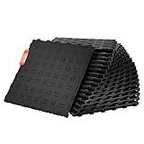 VEVOR Garage Tiles Interlocking, 12 x 12 x 0.53 inch 50 Pack Garage Floor Covering Tiles, Non-Slip Double-Sided Texture Garage Flooring Tiles, for Garages, Basements, Repair Shops, Black