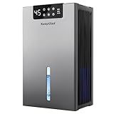 KeepGlad Dehumidifier, 98OZ Dehumidifiers for Home(1000sq.ft), Humidity Display Dehumidifier for Basement Bathroom Bedroom, Auto Shut Off, Washable Filter, Drain Hose, Timer, 7 Ambient Lights, Gray