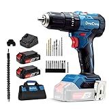 Dong Cheng 20V Brushless Heavy-duty Impact Drill, 443 in-lbs, 27000 IPM, 1/2" Keyless Metal Chuck, 20+1+1 Clutch, Cordless Hammer Drill with 2 Battery Kit for Drilling Brick Wall, Metal, Wood