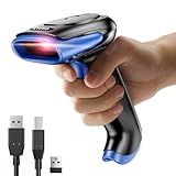 Eyoyo 2D Bluetooth Barcode Scanner Wireless, 2500mAh Handheld Cordless USB Wired QR Bar Code Reader for Library, Warehouse Inventory Compatible with iPad, Android Phone, iPhone, Laptop