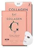 Rael Face Mask Skin Care, Collagen Face Masks - Bamboo Facial Sheet Mask, Korean Skincare, with Collagen Essence and Fruit Extracts, Nourishing and Hydrating, All Skin Types (Collagen, 5 Sheets)