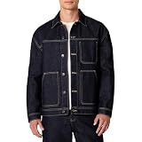 Amazon Essentials Men's Rigid Denim Relaxed-Fit Utility Jacket with Pockets, Rinse, Medium
