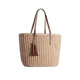 YXILEE Straw Bags For Women | M Size Travel Straw Totes Bag Woven Summer Handmade Shoulder Bag Handbag