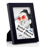 RPJC 5x7 Solid Wood Picture Frame with Real Glass Cover Black