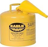 Eagle 5 Gallon Type I Yellow Safety Gas Can for Diesel with Flame Arrester, Self-Closing Lid, and F-15 Funnel, Made in the USA, Galvanized Steel Flammable Storage Can, UI50FSY