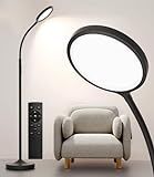 luckystyle Floor Lamp,Super Bright Dimmable LED Lamps for Living Room, Custom Color Temperature Standing Lamp with Remote Push Button, Adjustable Gooseneck Reading Floor Lamp for Bedroom Office Black