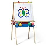 Melissa & Doug Deluxe Wooden Art Easel for Kids with Dry-Erase Board, Chalkboard & Drawing Paper Roller, Folding Double-Sided Toddler Easel, Preschool Learning Toys for Girls & Boys Ages 3+