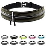 Fitgriff® Running Belt for Men & Women - Secure Jogging Pouch for Phone, Keys & Essentials - For All Cell Phones (Army Green, 24.5" - 35.5" Waist Size)