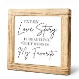 Home Wooden Signs Every Love Story Is Beautiful But Ours Is My Favorite Handmade Solid Wood Plaque Family Themed Farmhouse Decor Living Room Table Or Entryway Decor Housewarming Gift 5.9x5.9 Inch