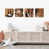 WELLAND 4 Pieces of Handmade Wall Sculptures, Rustic Abstract Wall Décor for Living Room, Bedroom, Bathroom, Dining Room, Home Office,