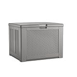 Rubbermaid Medium Resin Outdoor Storage Deck Box (74 Gal) Weather Resistant Gray Deck Organization for Home/Backyard/Pool Chemicals/Toys/Garden Tools/Porch/Patio Cushions