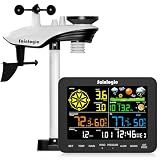 Wireless Home Weather Station, Rain Gauge Included, Tracks Indoor Outdoor Temperature Humidity, Barometric Pressure, Forecast, Moon Phase, Alarm (No WiFi)