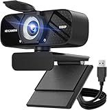 Catitru Full HD 1080P Webcam with Built-in Mic Wide Angle & Auto Focus Privacy Cover for PC/Laptop Plug & Play USB Camera Black