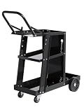 Garvee Welding Cart, 3-Tier Heavy Duty Welder Cart with 400 Lbs Load Capacity, Rolling Metal Utility Cart with Raised Handle, 360° Swivel Wheels for TIG, TIG, MMA, Plasma Cutter Welding Machine