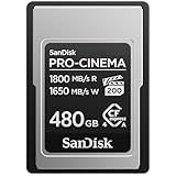 SanDisk 480GB PRO-Cinema CFexpress Type A Card - Up to 1800MB/s Read Speeds & Up to 1650MB/s Write Speed, Type A Memory Card, 4K/6K/8K Video Capture - SDCFEA-480G-GN4NN