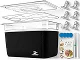 Sous Vide Container Kit 12QT with Lid, Thermal Sleeve, Rack, Magnetic Weights, Vacuum Bags, Clips & Cookbook - Heavy-Duty Polycarbonate Water Bath, Immersion Circulator Accessories