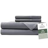 Hotel Sheets Direct 4 Piece Bed Sheet Set King Size, 100% Viscose Derived from Bamboo Sheets Set with 2 Pillowcases, Cooling & Breathable Luxury Bedding, Moisture-Wicking & Silky Soft, Dark Gray