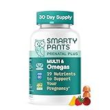 SmartyPants Prenatal Multivitamin Gummies - Improved Formula: Omega 3 (DHA/EPA), Methylfolate, Biotin, Vitamin D3, C, Vitamin B12, B6, Vitamin A, K & Zinc, Gluten Free, 90 Count (30 Day Supply)