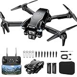 ASFSFQ Drone with Camera 1080P HD, Mini Drone for Beginners Kids Adults, Foldable RC Quadcopter with Stable Hover, Trajectory Flight, One Key Take Off/Land, 2 Batteries, Toys for Boys and Girls (Black)