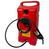 Scepter Duramax Flo ’N Go 14 Gallon Gas Caddy, 53 Liter Portable Fuel Tank and Fuel Transfer Pump with 10-Foot Hose for Lawn Mower, Farm, Marine, Commercial, and Home Use, Gasoline Only, Red