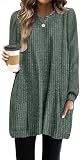 OFEEFAN Christmas Sweaters for Women Winter Sweater Long Sleeve Tunic with Pockets Trendy XL B Green