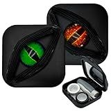LADYPONYCSC 2-Pack Black Color Contact Lens Holder (Empty) - Halloween Themed Square Stylish & Durable Eyewear Storage for Cosplay, Colored Lenses & Daily Eye Care Leakproof & Compact
