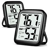 Antonki 2 Pack Room Thermometer for Home, Hygrometer Indoor Humidity Meter Gauge, Digital Temperature and Humidity Monitor Sensor for House, Terrarium, Incubator, Greenhouse - Battery Included