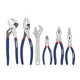 WORKPRO Large Pliers & Wrench Set 6-Piece (10" Water Pump, 10" Slip Joint, 8" Long Nose, 8" Linesman, 6" Diagonal, 8" Adjustable Wrench) for DIY & Home Use, W001329A
