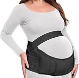 MAMODY Pregnancy Belly Support Band Maternity Belt Back Support Belly Bands for Pregnant Women Lightweight Belly Band Back Brace (Black, Large)
