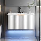 ELEVACHIC 30" Modern Wall Mounted Floating Vanity with Sink, White