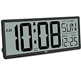 WallarGe 14.5'' Large Digital Wall Clock Battery Operated with Jumbo Numbers, Temperature and Date - Easy to Read and Set, Auto DST