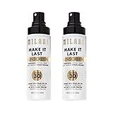 Milani Sunscreen Setting Spray + Primer, Make It Last Sunscreen for Face- SPF 30 UVA & UVB Protection Antioxidant Rich Formula for Broad Spectrum Protection, Prime + Set + Protect, 2.02Fl. Oz - 2 Pack
