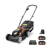 WORX 40V 14" Cordless Lawn Mower for Small Yards, 2-in-1 Electric Mower Cuts Quietly, Compact & Lightweight Push Lawn Mower with 6-Position Height Adjustment WG779 – 2 Batteries & Charger Included