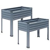 DIIYIV 2PCS Galvanized Raised Garden Bed with Legs,2PCS 48×18×30in Elevated Planter Box for Backyard,Outdoor Garden, Patio, Balcony, 300lb Capacity,Grey