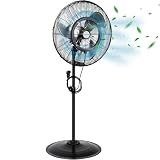 BILT HARD 20" Outdoor Pedestal Misting Fan, 3-Speed High-Velocity Patio Misting Fans for Outside, Waterproof Tilting Fan with Mists for Outdoor Cooling- UL Listed (Not Oscillating)