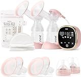 NCVI Double Electric Breast Pump 8782, Portable Anti-Backflow, with 4 Size Flanges, 4 Modes & 9 Levels, LED Display, 10 Breastmilk Storage Bags, Ultra-Quiet and Pain Free Breast Pumps