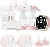 NCVI Double Electric Breast Pump 8782, Portable Anti-Backflow, with 4 Size Flanges, 4 Modes & 9 Levels, LED Display, 10 Breastmilk Storage Bags, Ultra-Quiet and Pain Free Breast Pumps