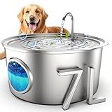 Casfuy PWS-140 Quiet Stainless Steel Dog Water Fountain with Water Level Window, 230-oz
