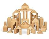 Standard Unit Building Blocks for Toddlers with Storage Tray (64 Pcs) Sanded Wood Blocks for Children, Original STEAM, and STEM Learning, Classic Wooden Toys for Kids Parties and Classrooms
