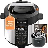 COSORI Pressure Cooker 6 qt, 9-in-1 Instant Multi Kitchen Appliances, Safer Venting Design, Rice Cooker, Slow Cooking Pot, Sous Vide, Saute Pot, 1100W, Stainless Steel